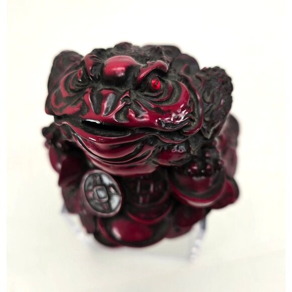 Feng Shui Money Frog Toad Figurine With Coins For Prosperity Wealth Decor je228 - Picture 3 of 10